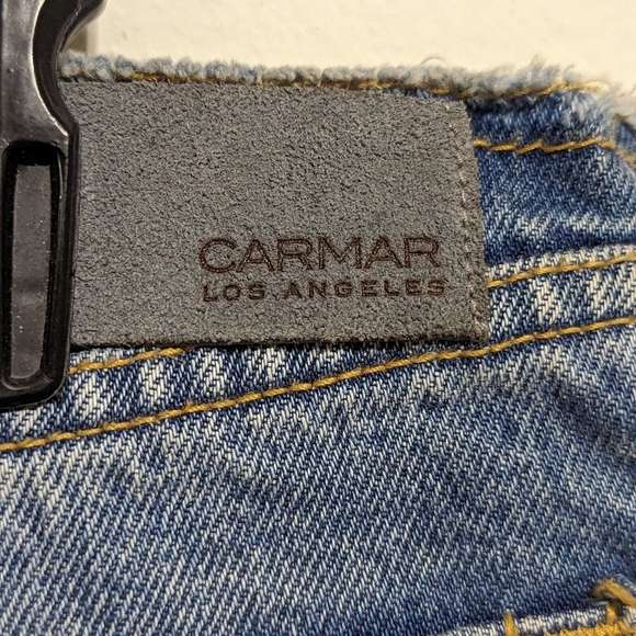 CARMAR Denim Mini skirt W/ Embroidery Bird Detail - Picture 5 of 6